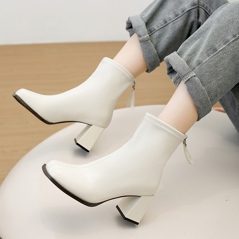 Sewing Latex - Botines de Mujer con Punta Cuadrada,