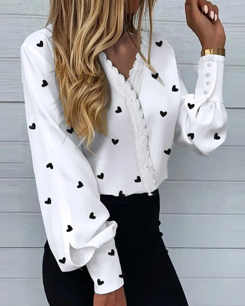 Sewing V - Blusa blanca de manga larga con