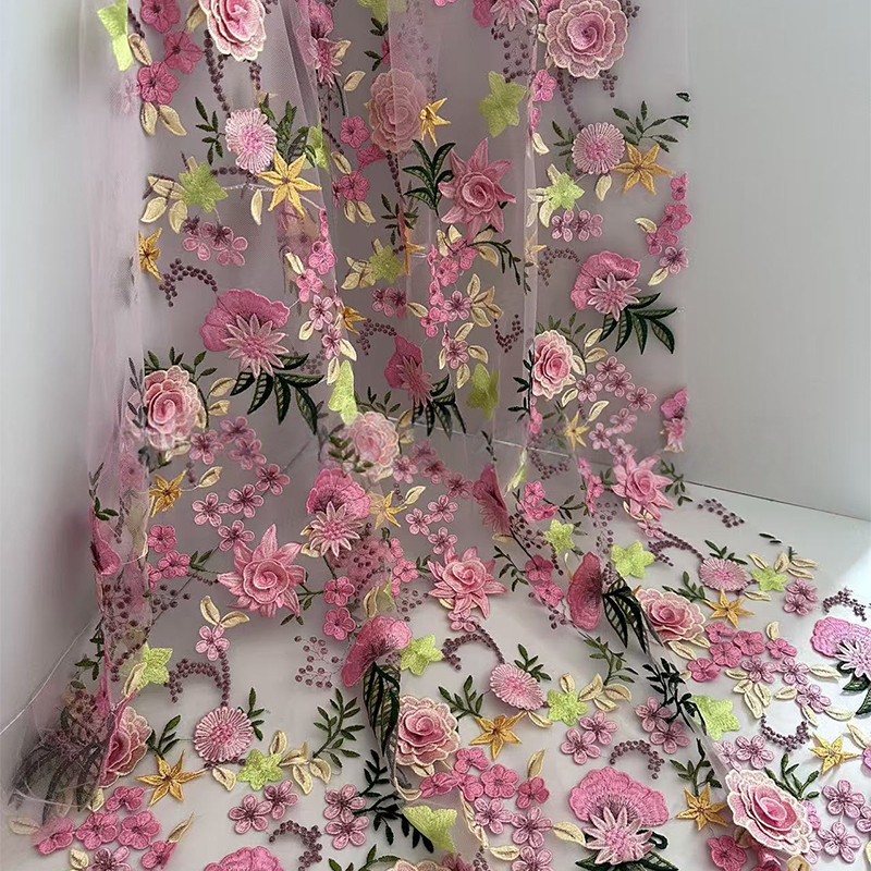 Tela de tul bordada con flores - Textile For Sewing reseña y precio