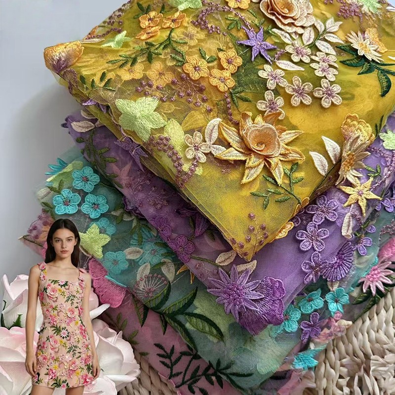 Tela de tul bordada con flores - Textile For Sewing reseña y precio